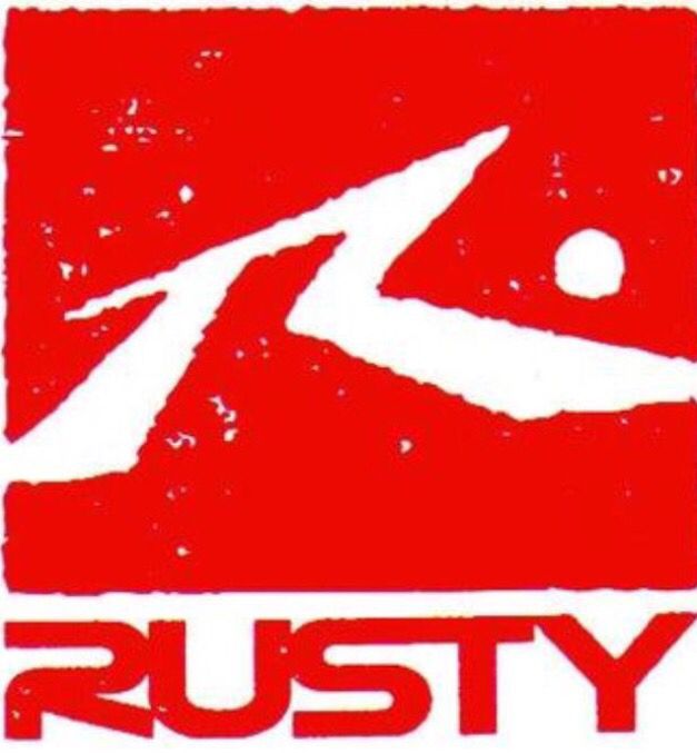 rusty surfboards rectangle sticker